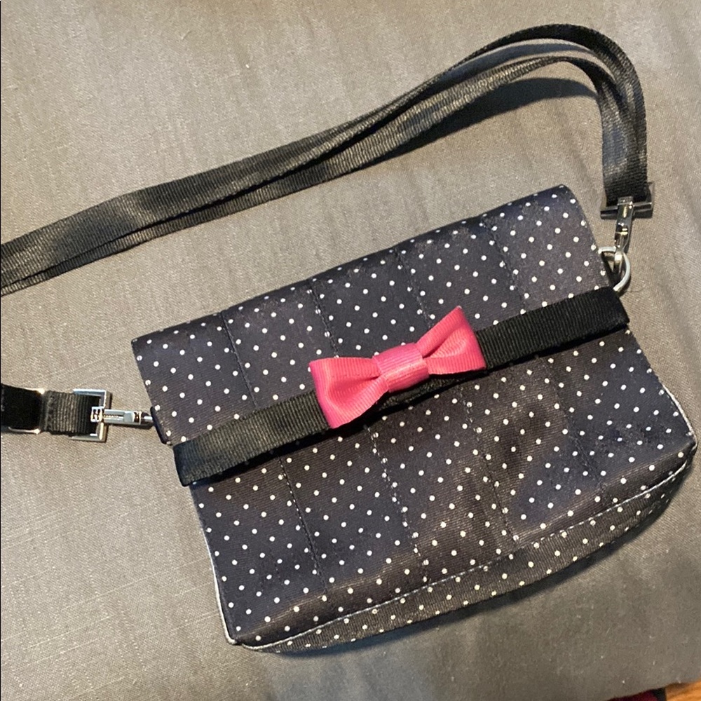 Polka Dot Crossbody Bag with Pink Bow
